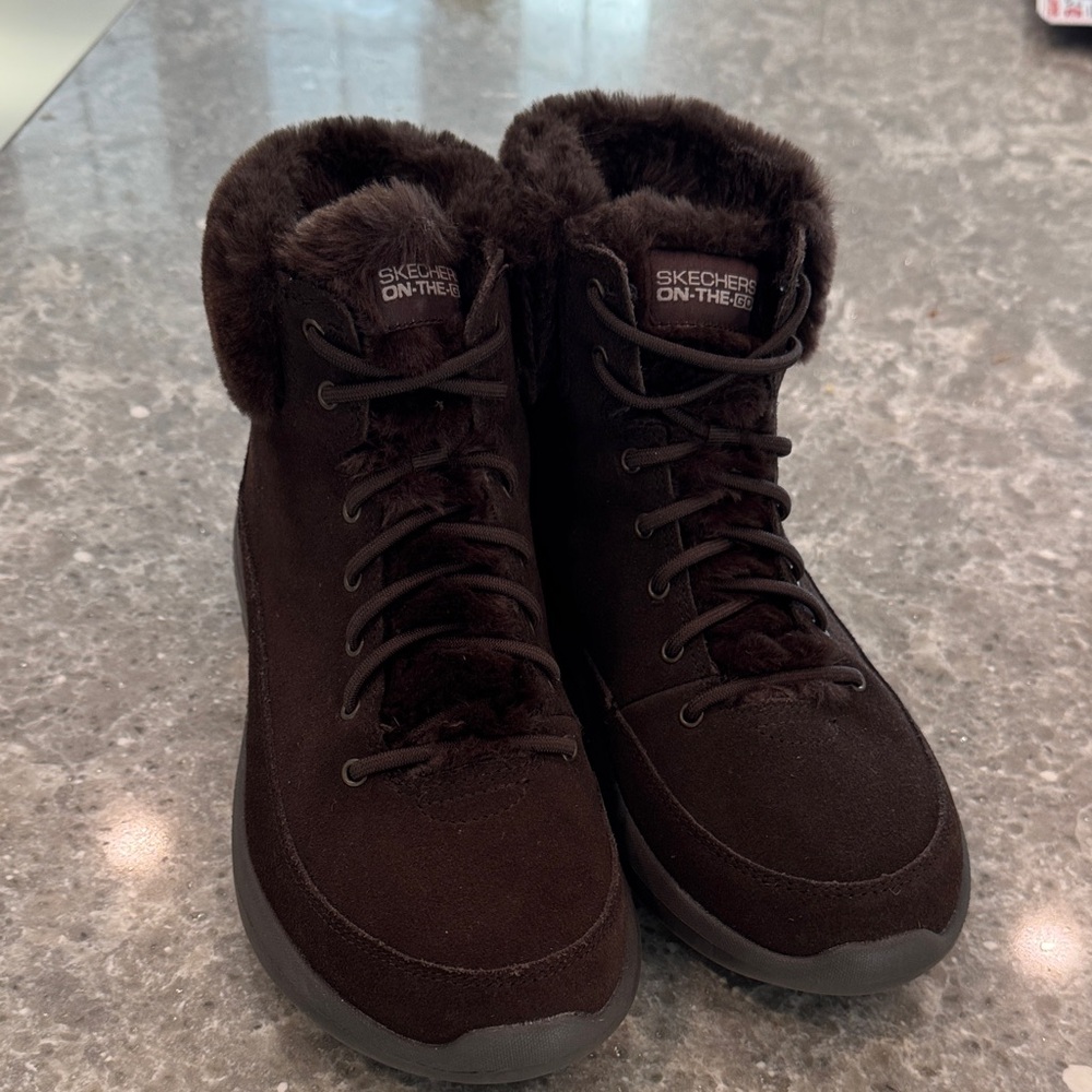 Skechers Women's Dark Brown Fur-Lined Winter Boots